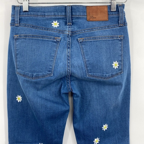 J. Crew Slim Broken in Boyfriend Jeans Womens 24 Floral Skinny Embroidered Daisy - Picture 7 of 14